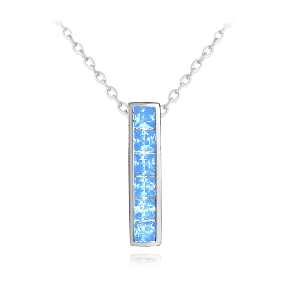 MINET Třpytivý stříbrný náhrdelník s velkými světle modrými zirkony