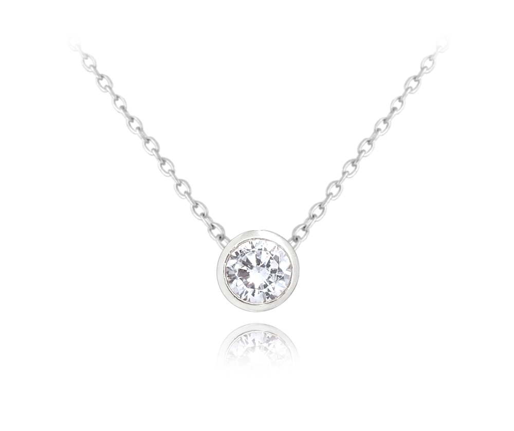MINET Decentní stříbrný náhrdelník s bílým zirkonem