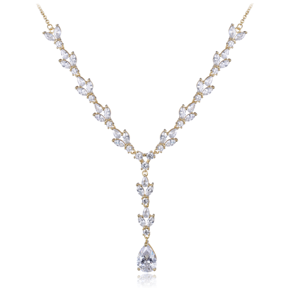 MINET Luxusní pozlacený stříbrný náhrdelník se zirkony Ag 925/1000 16,25g