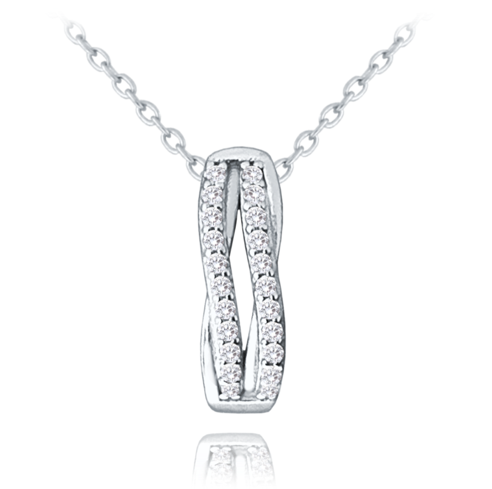 MINET Elegantní stříbrný náhrdelník s bílými zirkony