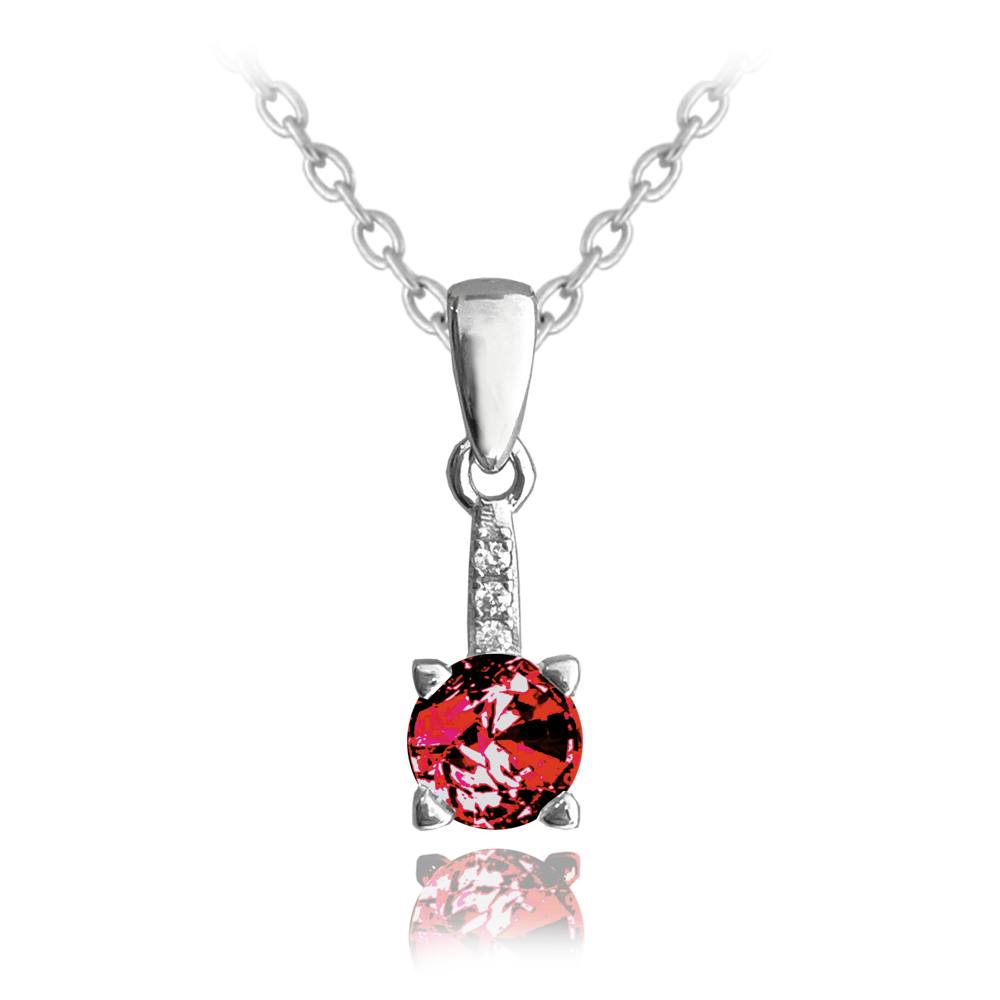 MINET Elegantní stříbrný náhrdelník s červenými zirkonem