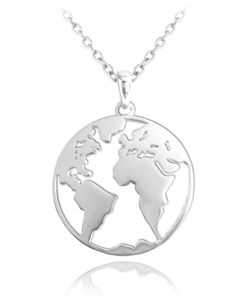 MINET Cestovatelský stříbrný náhrdelník ZEMĚKOULE