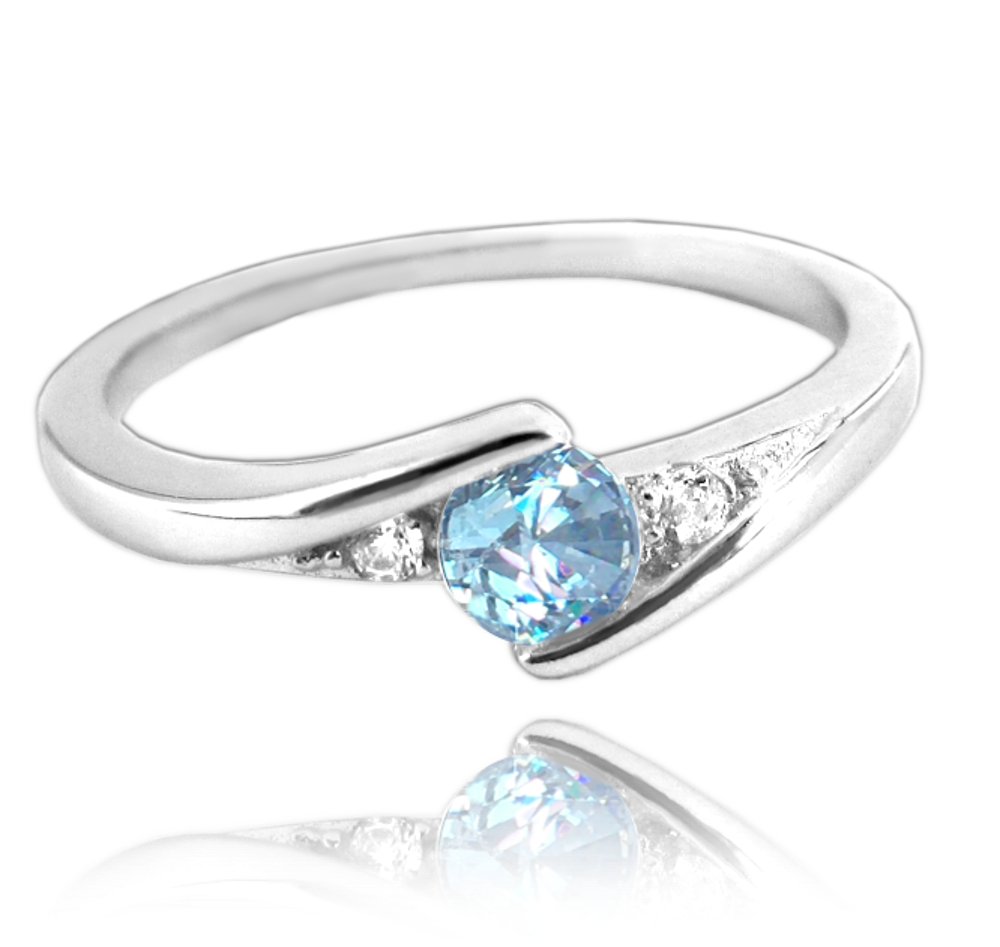 MINET Elegantní stříbrný prsten s modrým zirkonem Velikost prstenu: 57
