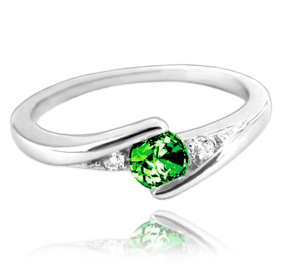MINET Elegantní stříbrný prsten se zeleným zirkonem Velikost prstenu: 51