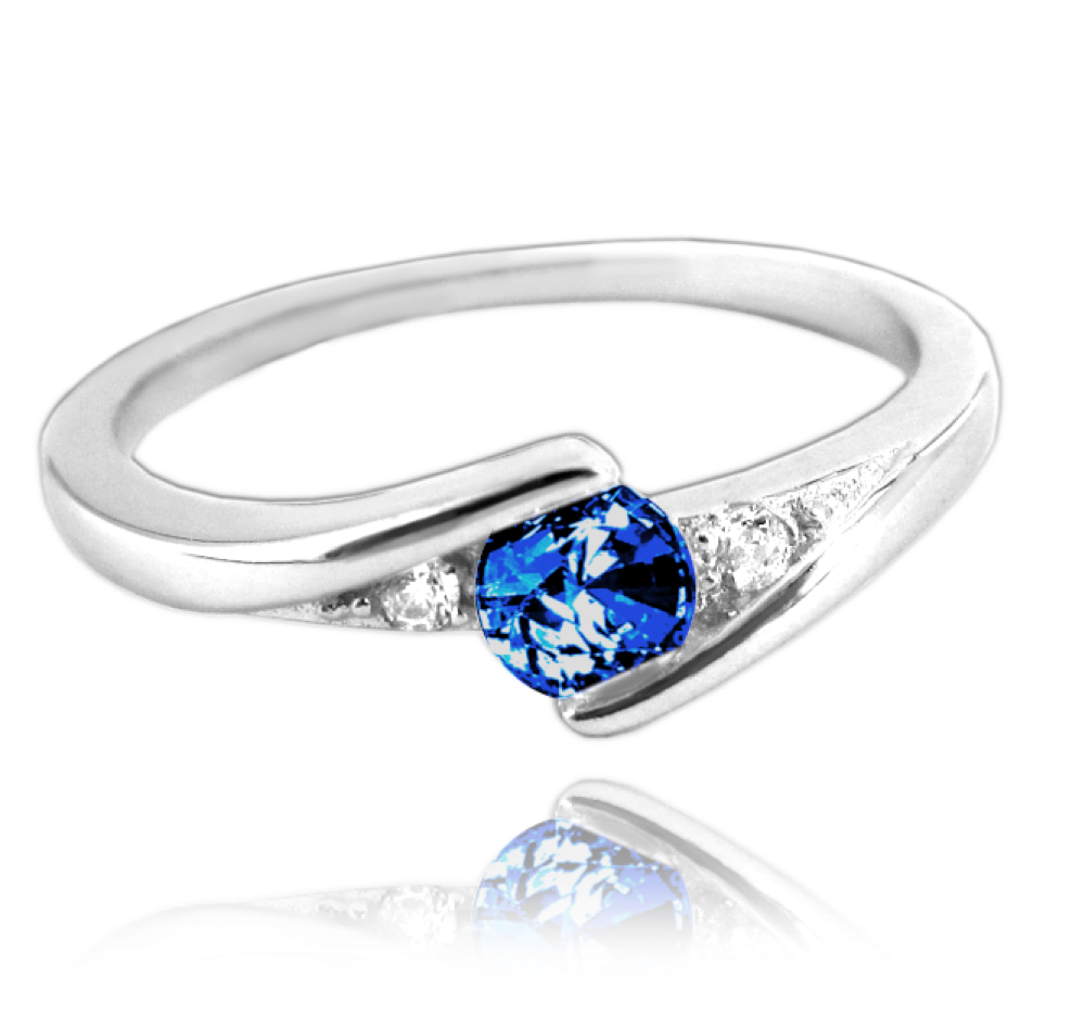 MINET Elegantní stříbrný prsten s tmavě modrým zirkonem Velikost prstenu: 61