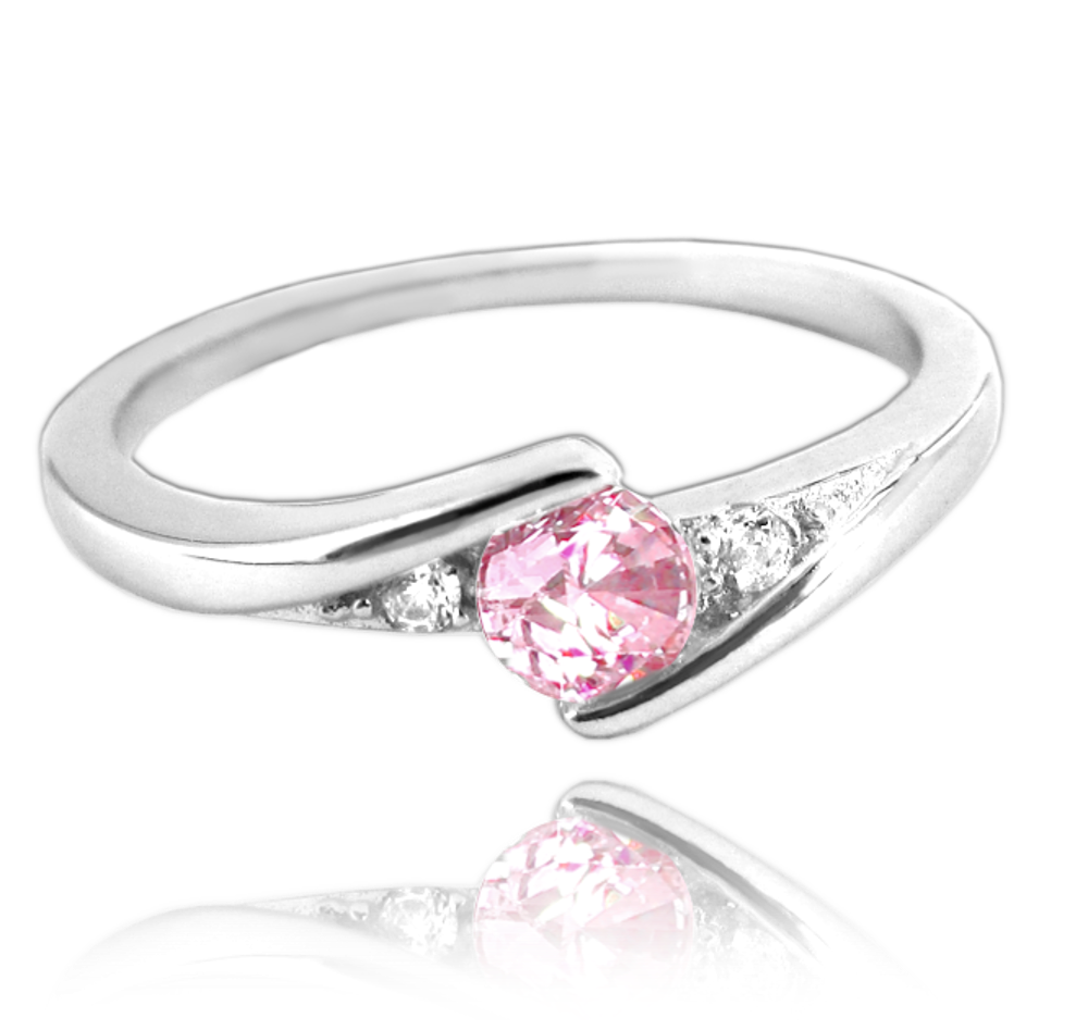 MINET Elegantní stříbrný prsten s růžovým zirkonem Velikost prstenu: 55