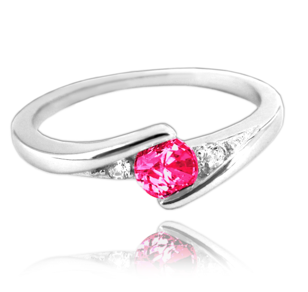 MINET Elegantní stříbrný prsten s červeným zirkonem Velikost prstenu: 51
