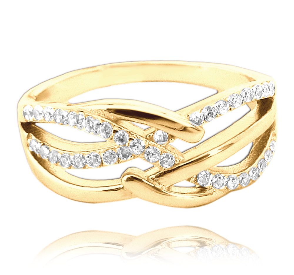 MINET Pozlacený luxusní stříbrný prsten s bílými zirkony Velikost prstenu: 61