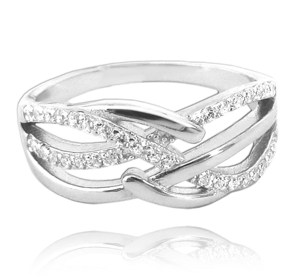 MINET Luxusní stříbrný prsten s bílými zirkony Velikost prstenu: 57