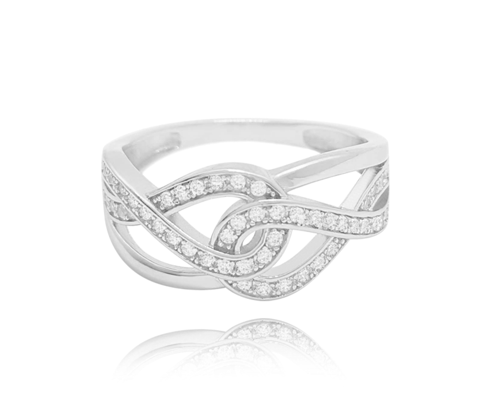MINET Stříbrný prsten s bílými zirkony Velikost prstenu: 62