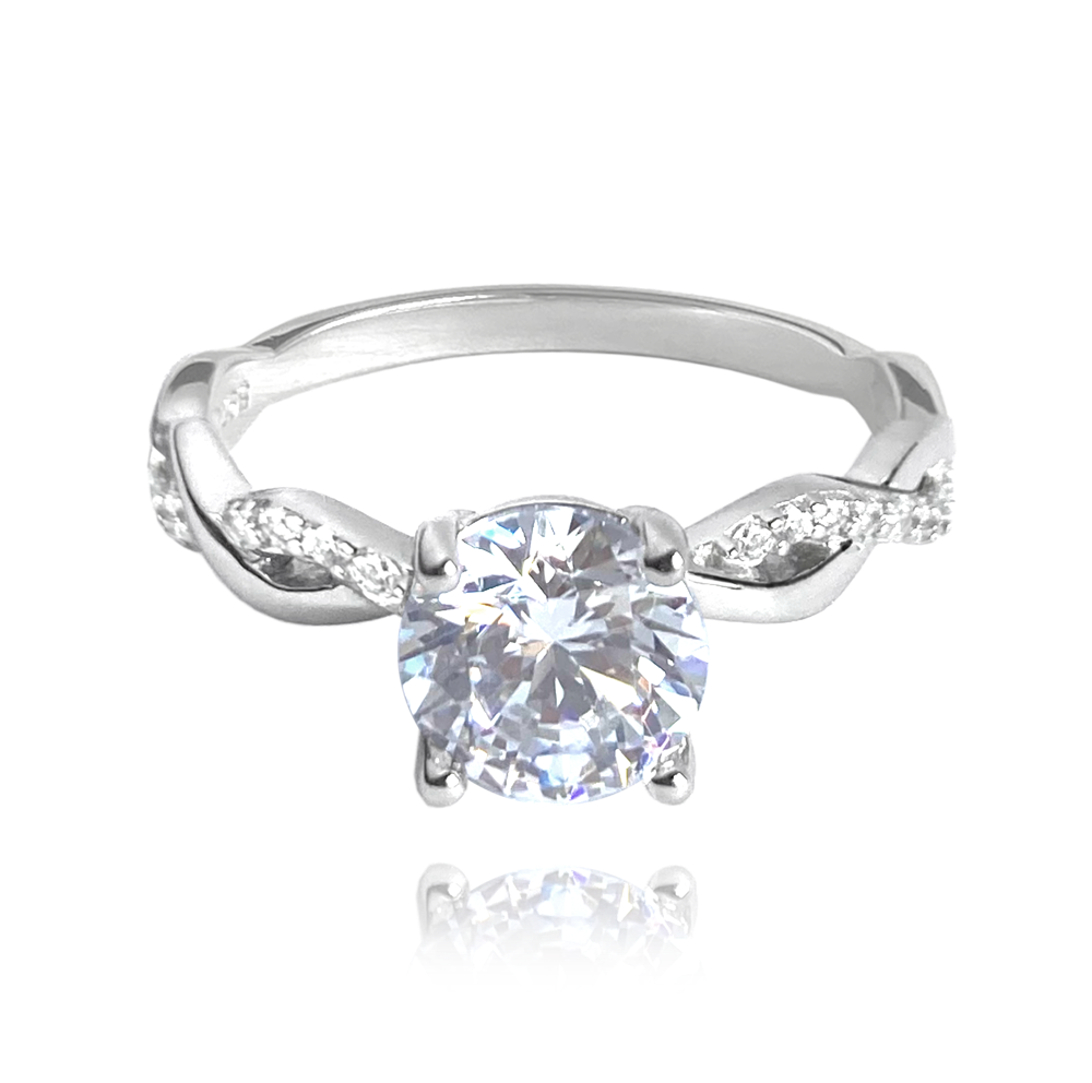 MINET Romantický stříbrný prsten s bílými zirkony Velikost prstenu: 54