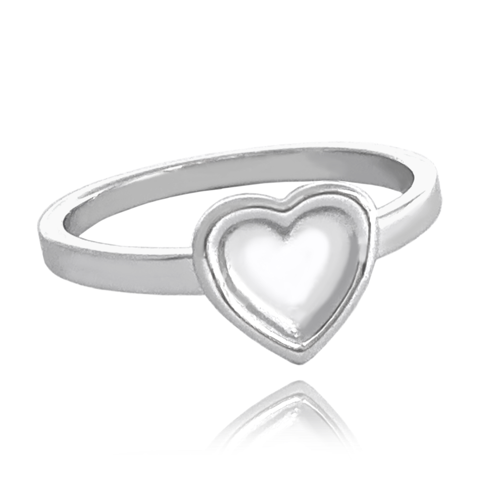 MINET Stříbrný prsten LOVE se srdíčkem Velikost prstenu: 56