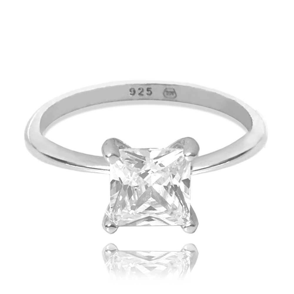 MINET Stříbrný prsten s velkým bílým zirkonem Velikost prstenu: 51