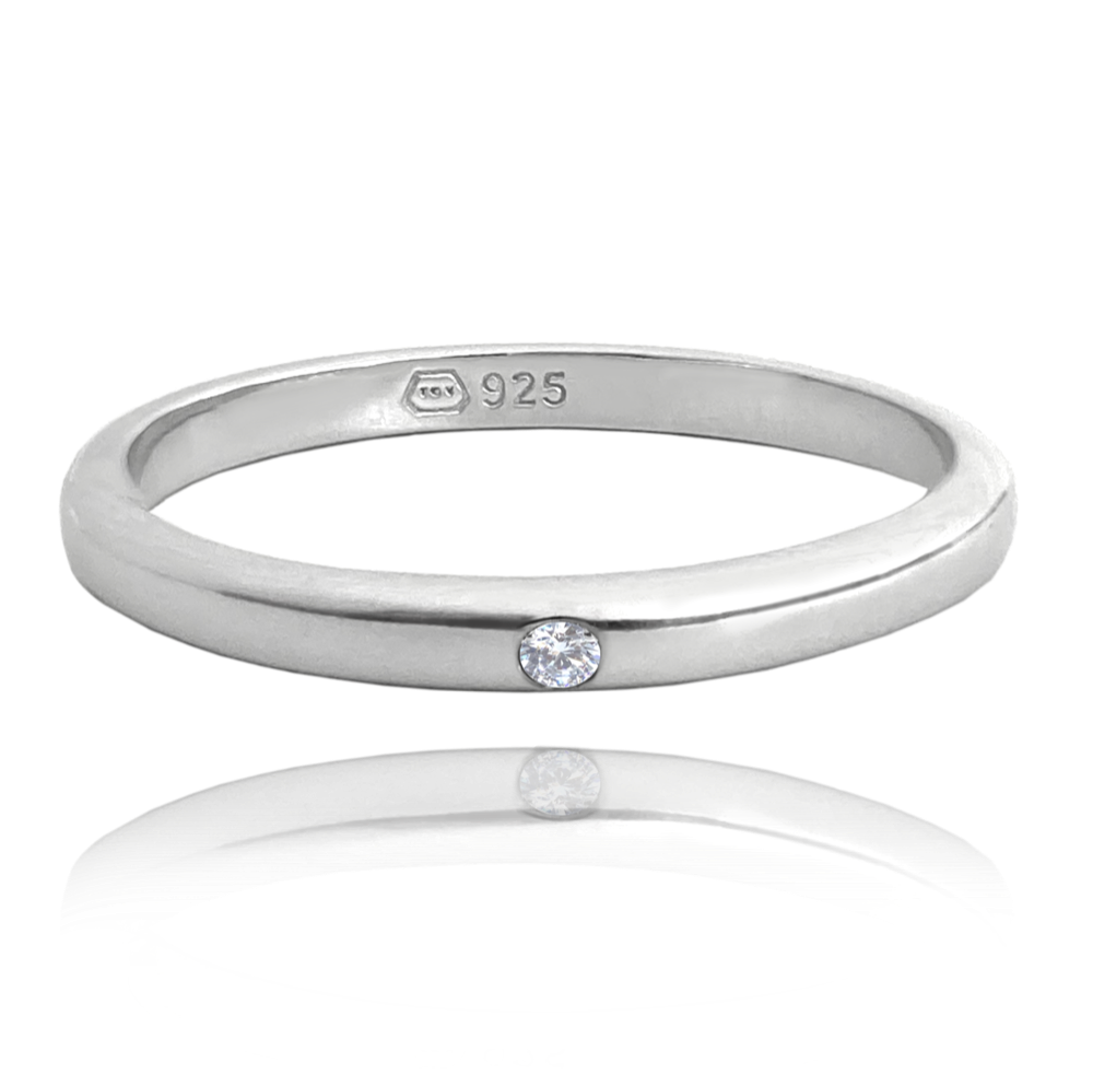 MINET Minimalistický snubní stříbrný prsten se zirkonem Velikost prstenu: 58