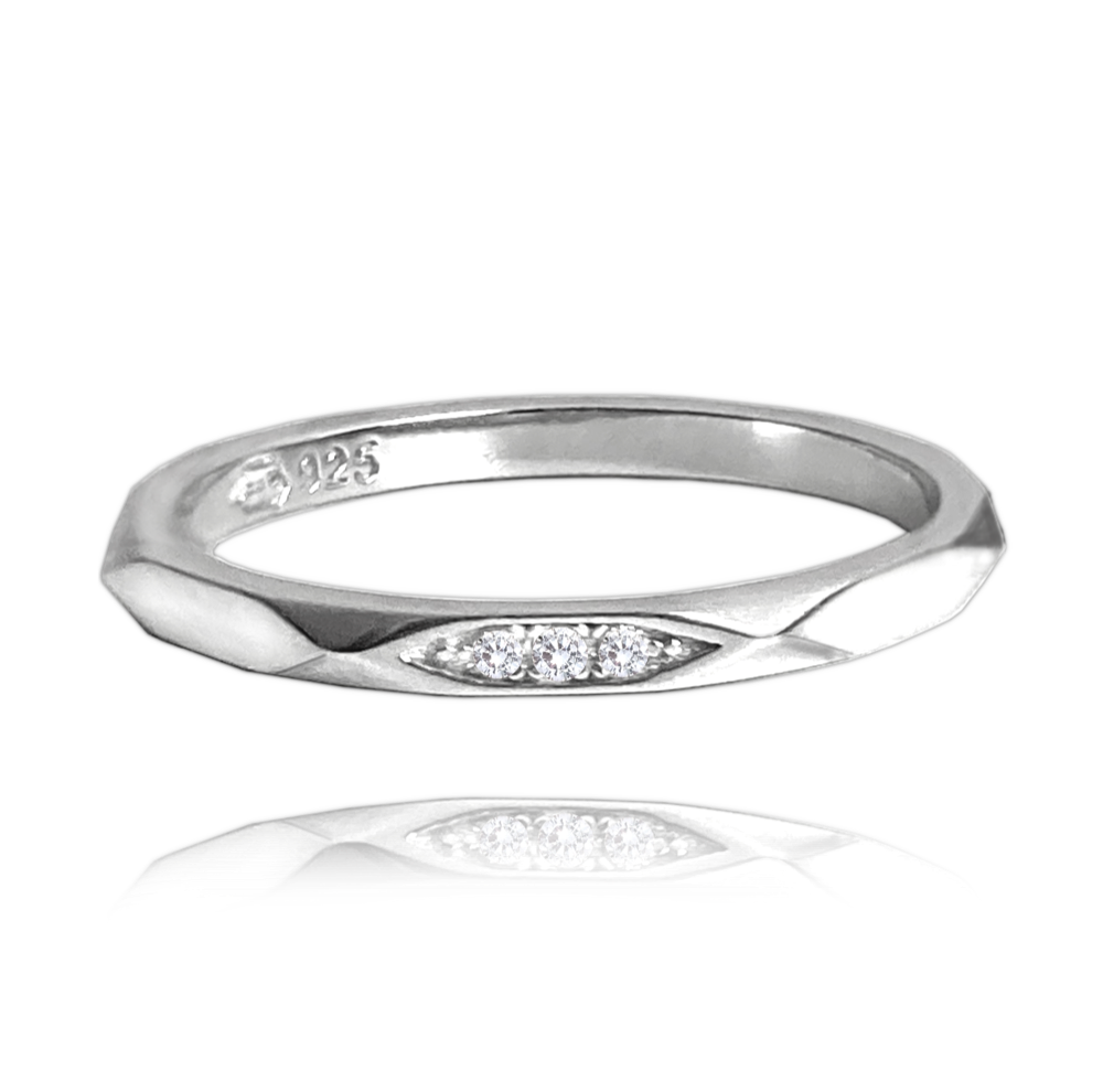 MINET+ Minimalistický snubní stříbrný prsten se zirkony Velikost prstenu: 52