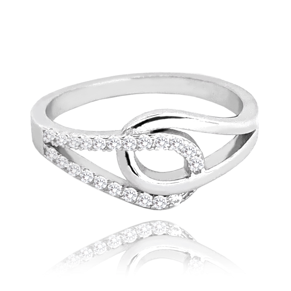 MINET Propletený stříbrný prsten se zirkony Velikost prstenu: 57