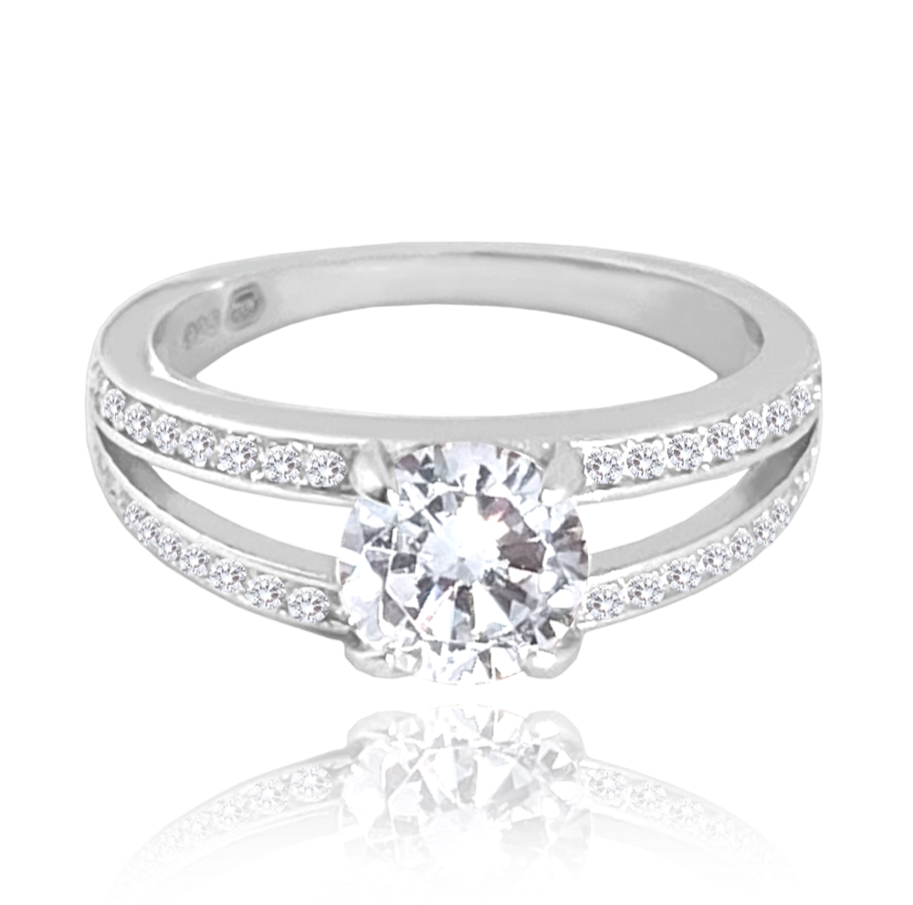 MINET Elegantní stříbrný prsten s bílými zirkony Velikost prstenu: 54