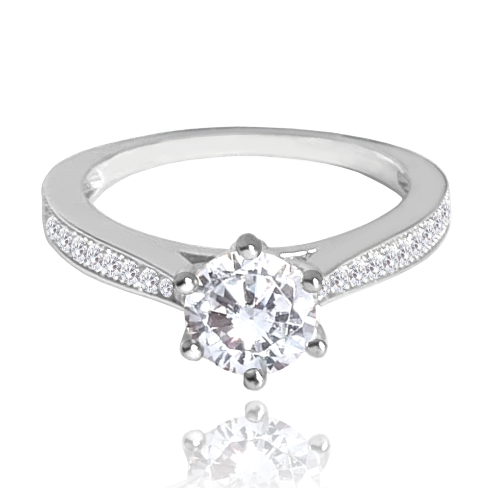 MINET Luxusní stříbrný prsten s bílými zirkony Velikost prstenu: 53