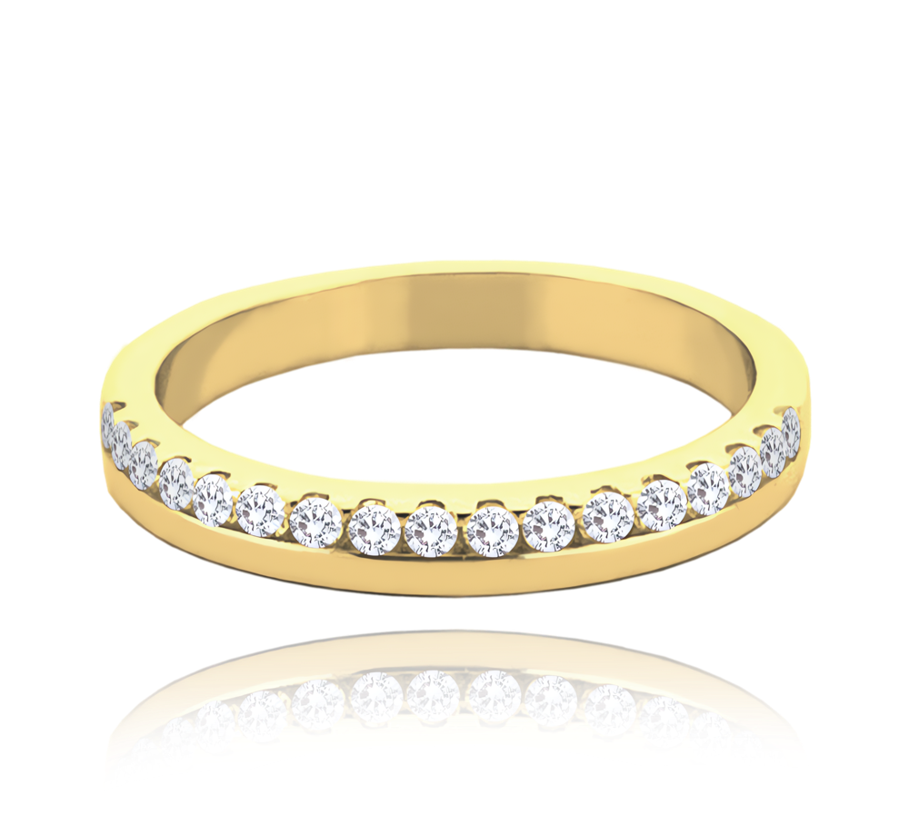 MINET+ Pozlacený stříbrný snubní prsten s bílými zirkony Velikost prstenu: 58