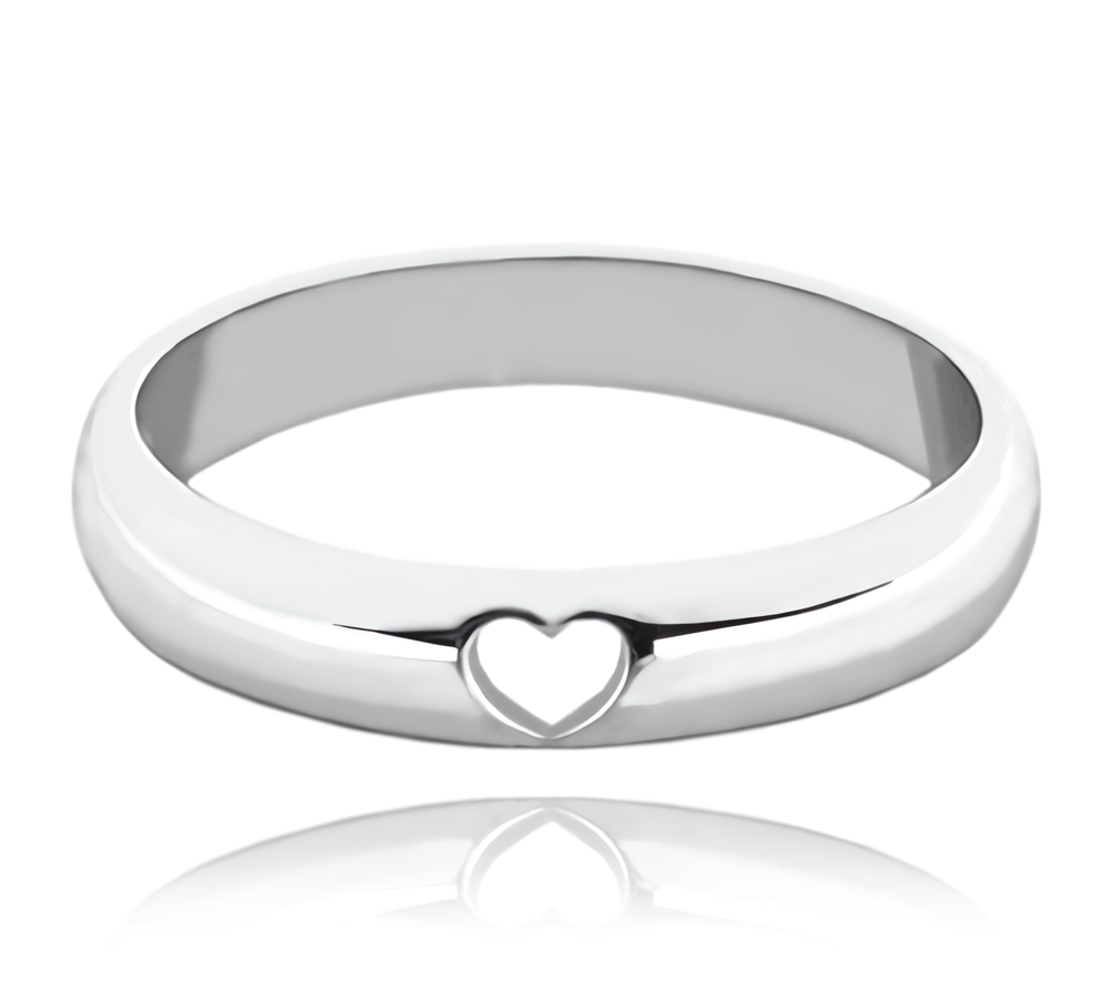 MINET+ Stříbrný snubní prsten se srdíčkem Velikost prstenu: 57