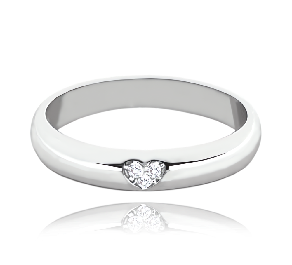 MINET+ Stříbrný snubní prsten se srdíčkem a bílými zirkony Velikost prstenu: 53