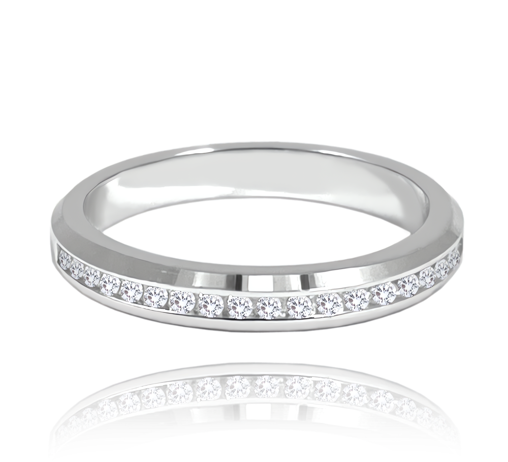 MINET+ Stříbrný snubní prsten s bílými zirkony Velikost prstenu: 55