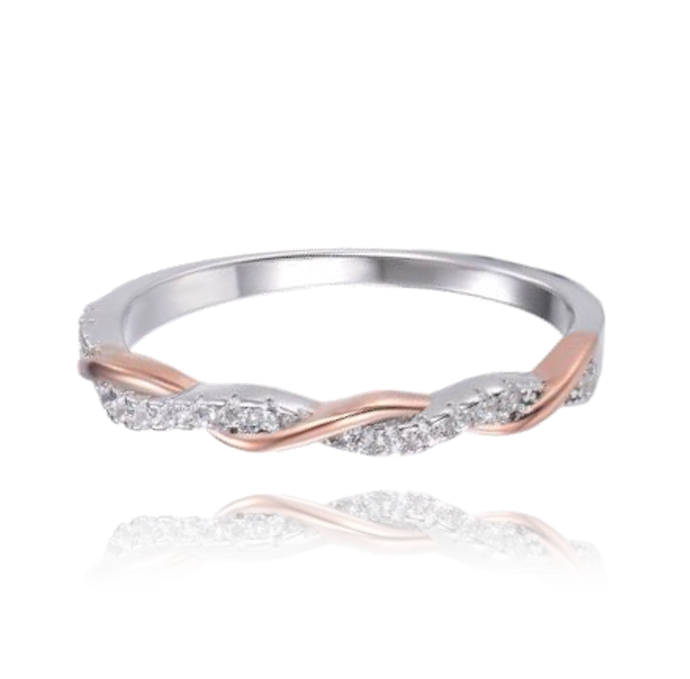 MINET Elegantní Rose gold stříbrný prsten s bílými zirkony Velikost prstenu: 55
