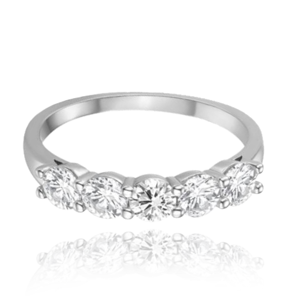 MINET Stříbrný prsten s bílými zirkony Velikost prstenu: 55