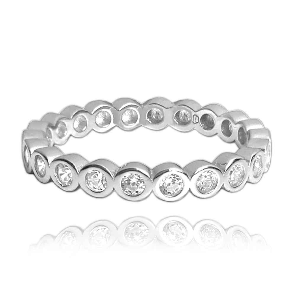 MINET Kuličkový stříbrný prsten s bílými zirkony Velikost prstenu: 51