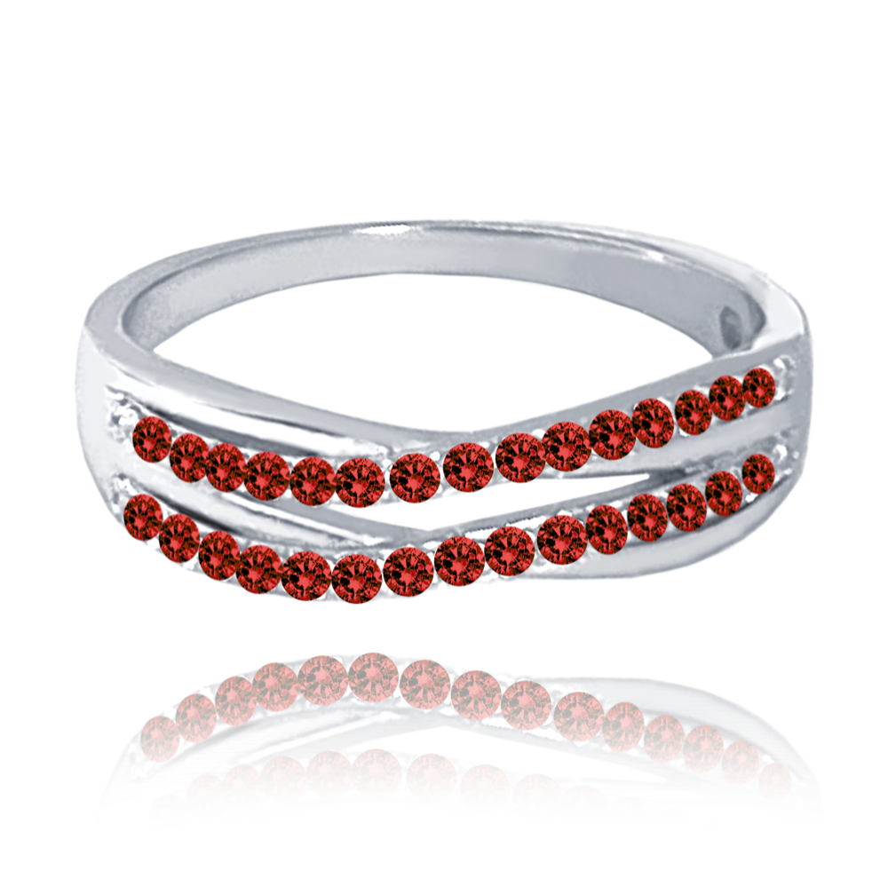 MINET Elegantní stříbrný prsten s červenými zirkony Velikost prstenu: 55