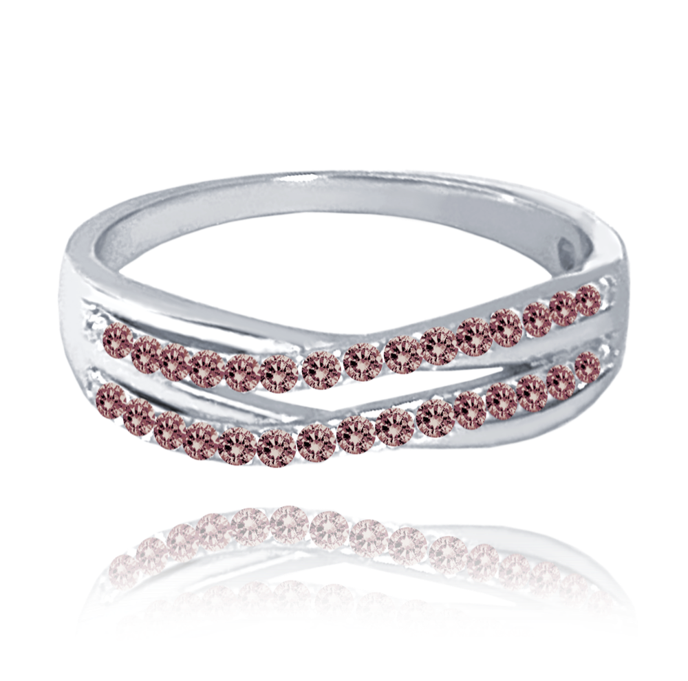 MINET Elegantní stříbrný prsten s hnědými zirkony Velikost prstenu: 55