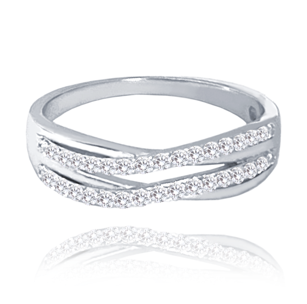 MINET Elegantní stříbrný prsten s bílými zirkony Velikost prstenu: 57