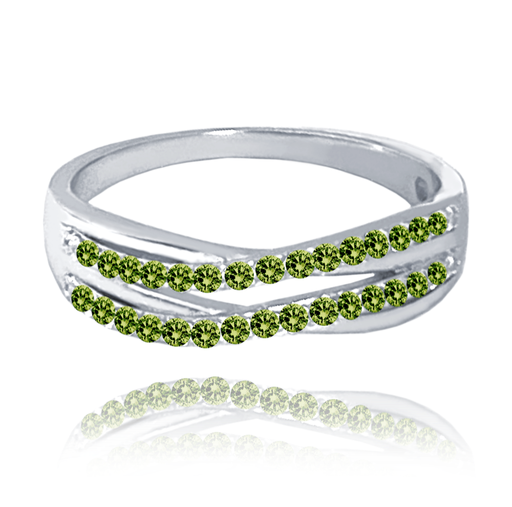 MINET Elegantní stříbrný prsten se zelenými zirkony Velikost prstenu: 59