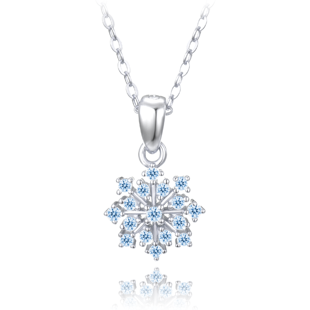 MINET Stříbrný náhrdelník sněhová vločka s modrými zirkony