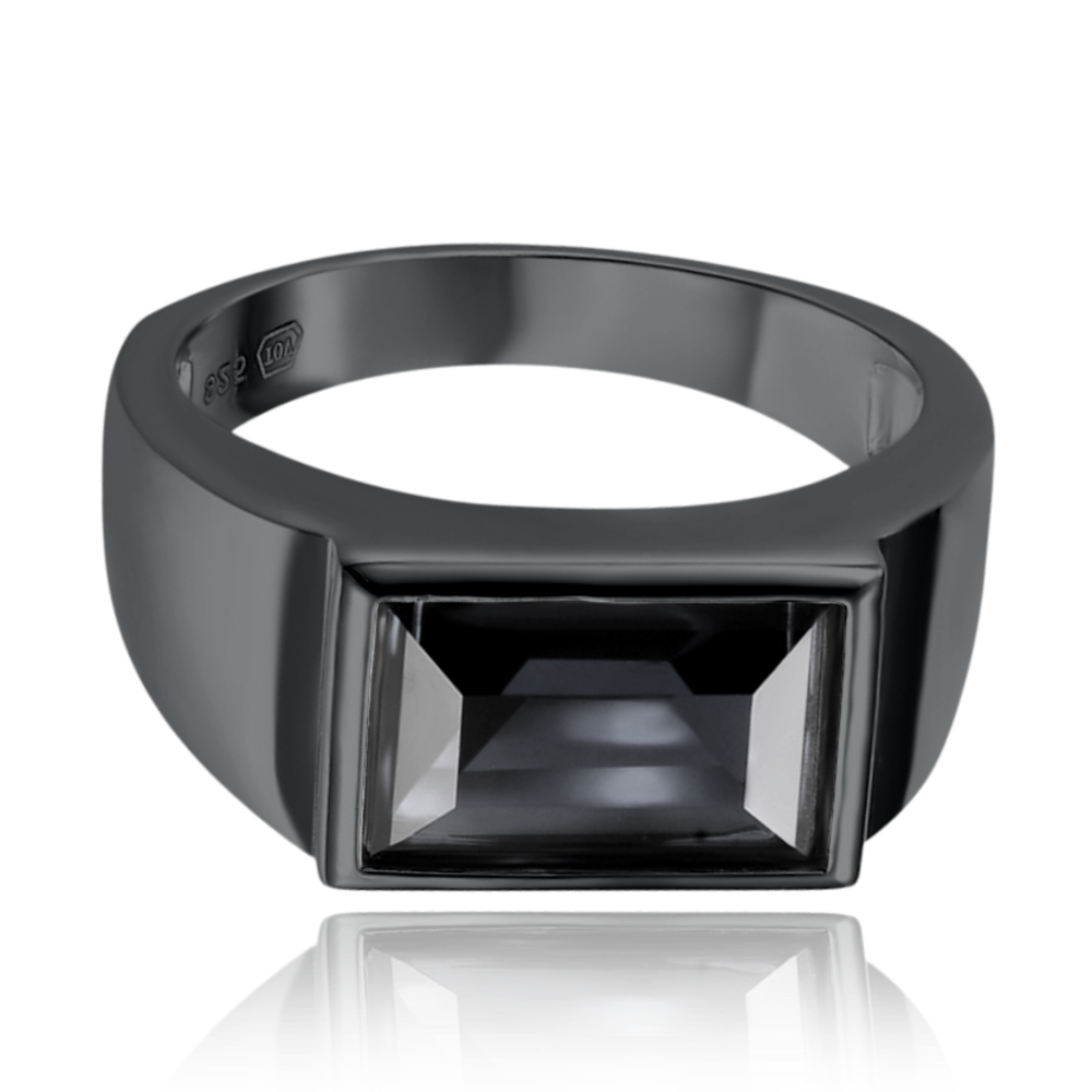 MINET Pánský pečetní stříbrný prsten s černým zirkonem vel. 61 Velikost prstenu: 61