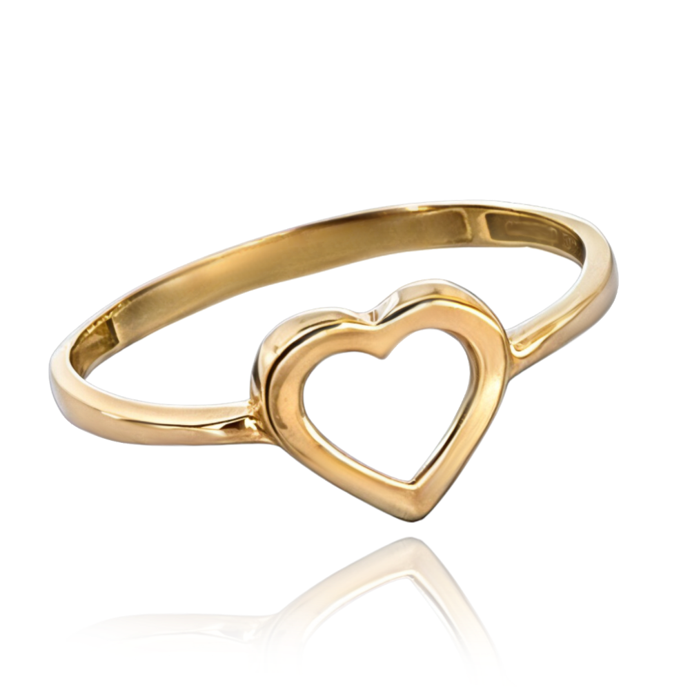 MINET Elegantní zlatý prsten srdíčko Au 585/1000 vel. 53 - 0,75g Velikost prstenu: 53