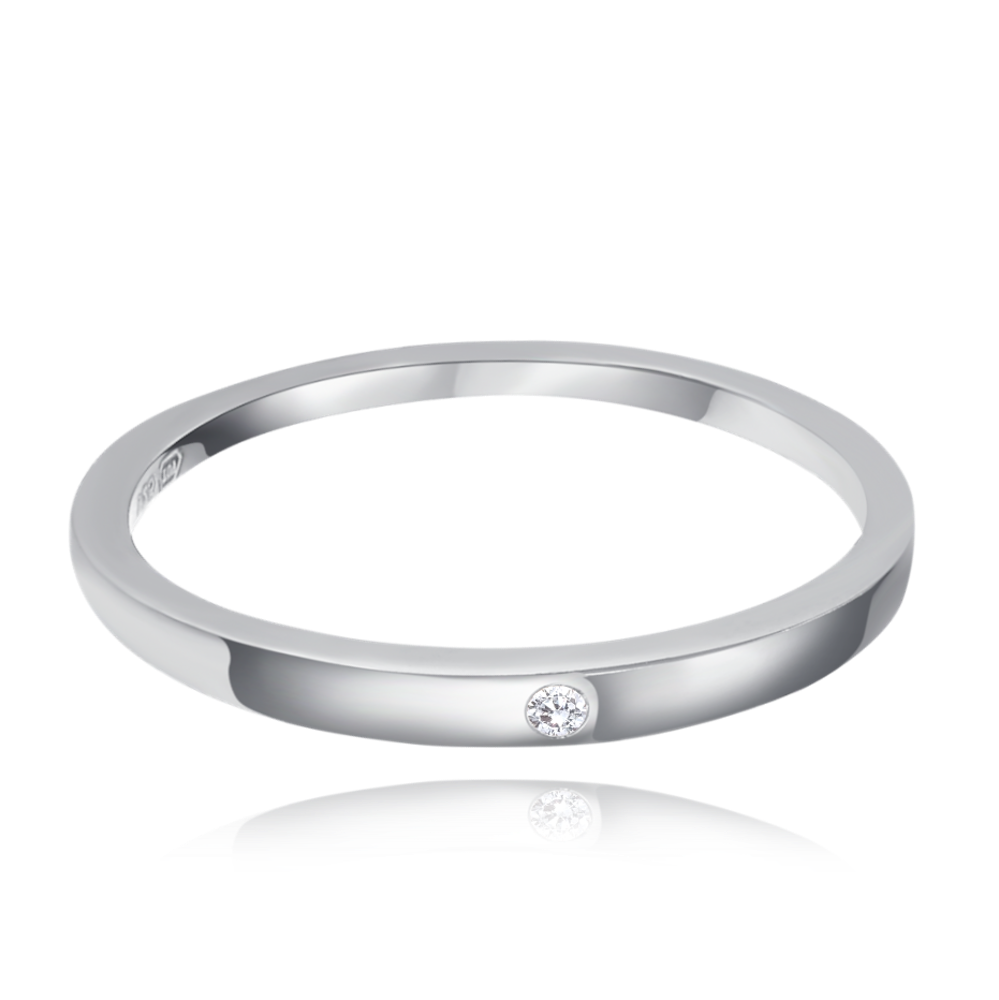 MINET Minimalistický snubní stříbrný prsten se zirkonem vel. 52 Velikost prstenu: 52