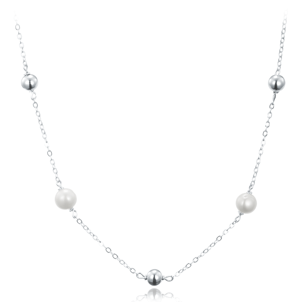 MINET Stříbrný náhrdelník s kuličkami a přírodními perlami