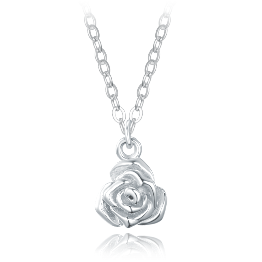 MINET Decentní stříbrný náhrdelník růžičky