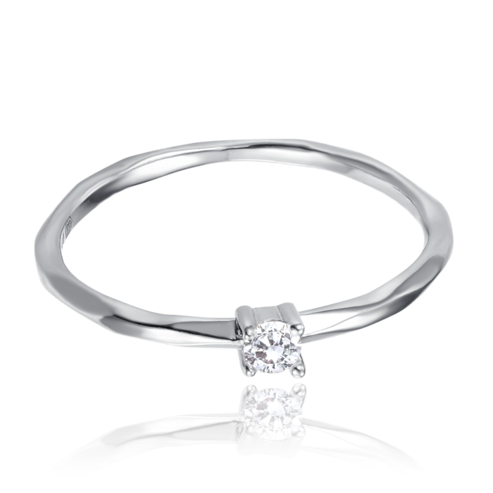 MINET Snubní stříbrný prsten s bílým zirkonem vel. 49 Velikost prstenu: 49