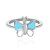 MINET Stříbrný prsten MODRÝ MOTÝLEK (Velikost prstenu 42)