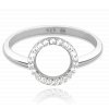 MINET Stříbrný prsten KROUŽEK s bílými zirkony (Velikost prstenu 49)