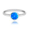MINET Stříbrný prsten s modrým opálkem (Velikost prstenu 53)