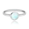 MINET Stříbrný prsten s bílým opálkem (Velikost prstenu 53)