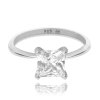 MINET Stříbrný prsten s velkým bílým zirkonem (Velikost prstenu 49)