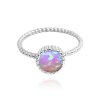 MINET Stříbrný prsten s růžovým opálkem (Velikost prstenu 51)