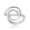 MINET Stříbrný prsten SPIRÁLA s bílými zirkony (Velikost prstenu 53)
