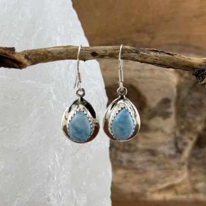 Larimar masivne strieborne nausnice klenoty zeme