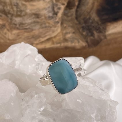 strieborny prsten Larimar klenoty zeme obdlznik 5,85g c.54 64e 1
