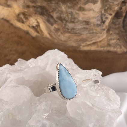 strieborny prsten Larimar klenoty zeme kvapka mala 5,56g c.53 62e 1